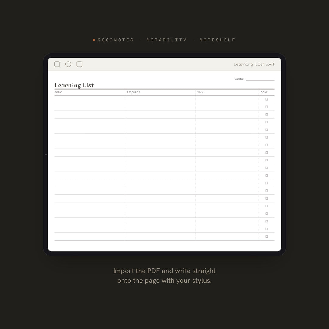 Learning List printable planner insert — preview image 5 of 20
