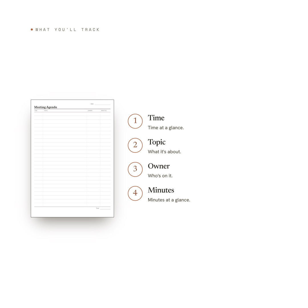 Meeting Agenda Planner Insert | Meeting Notes | GoodNotes iPad PDF | Digital Download