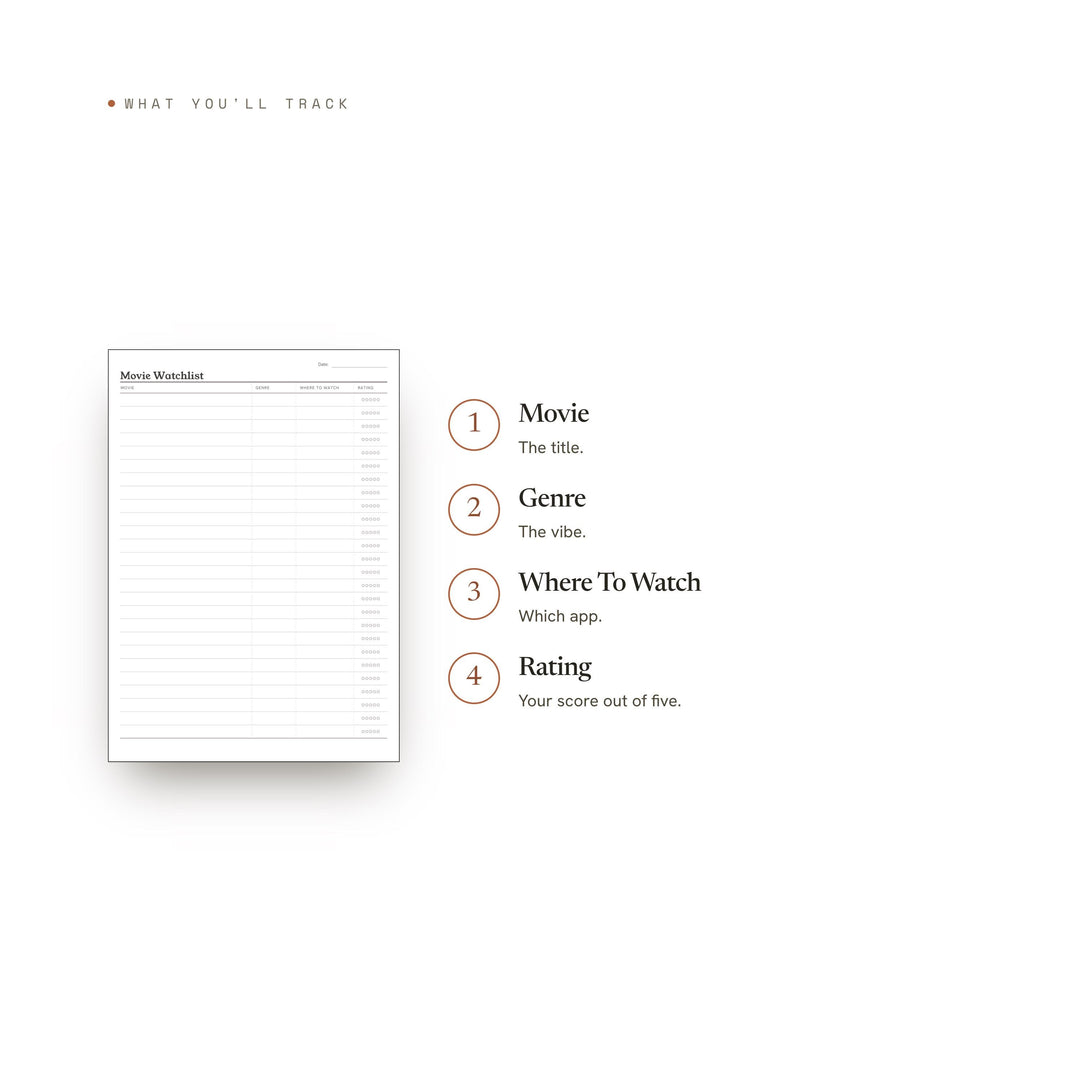 Movie Watchlist printable planner insert — preview image 8 of 20