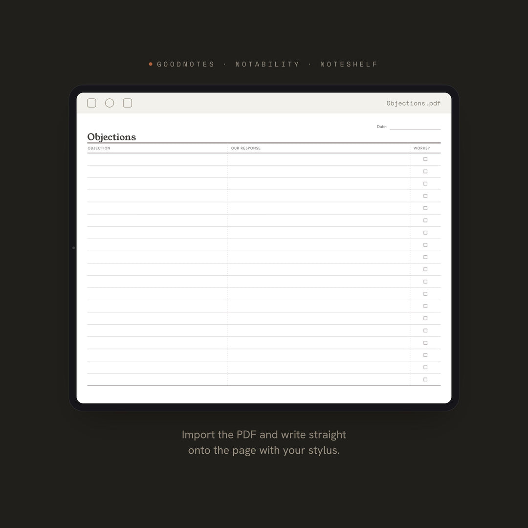 Objections printable planner insert — preview image 5 of 20