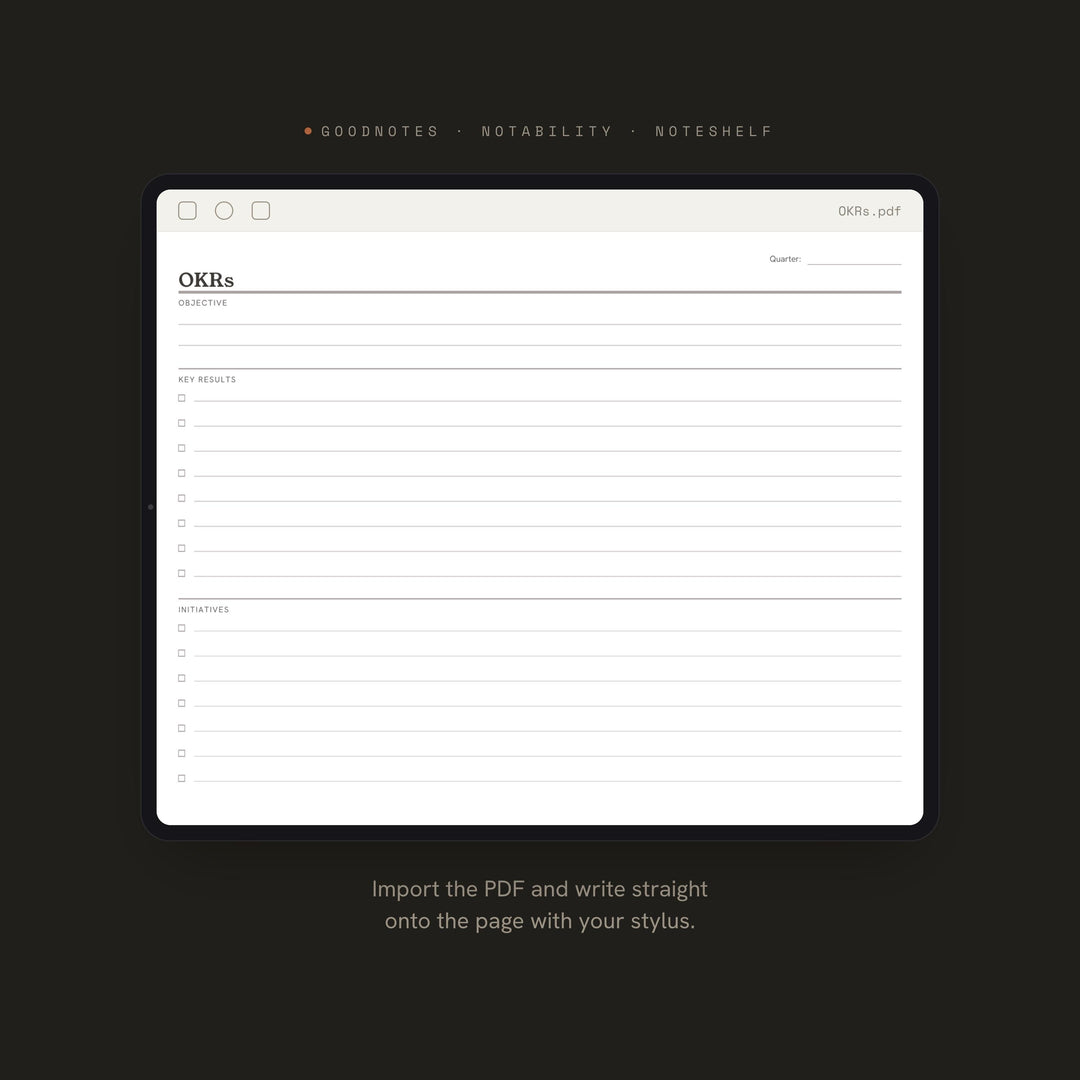 OKRs Planner Insert | Strategy Planner | GoodNotes iPad PDF | Digital Download