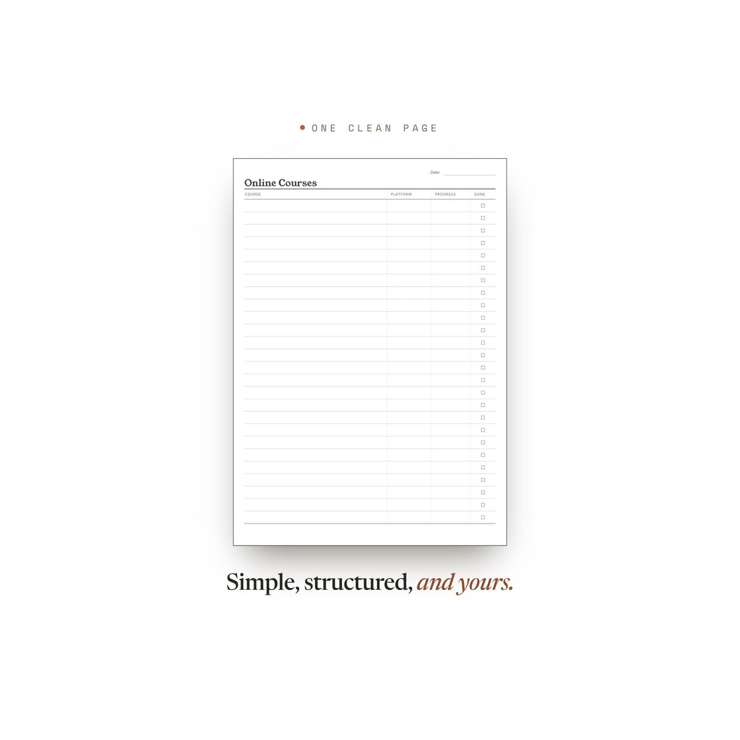 Online Courses Planner Insert | Project Log | GoodNotes iPad PDF | Digital Download