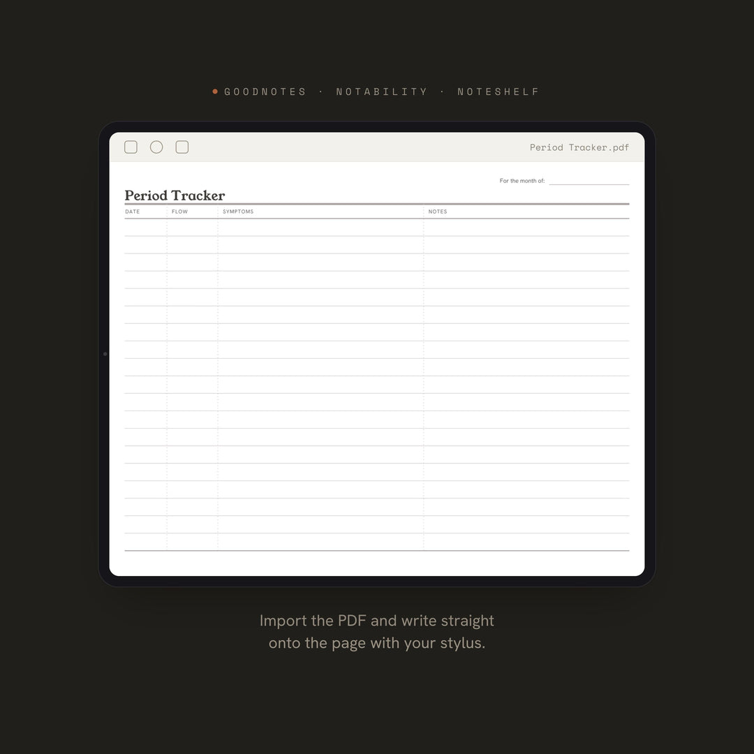Period Tracker Planner Insert | Wellness Tracker | GoodNotes iPad PDF | Digital Download