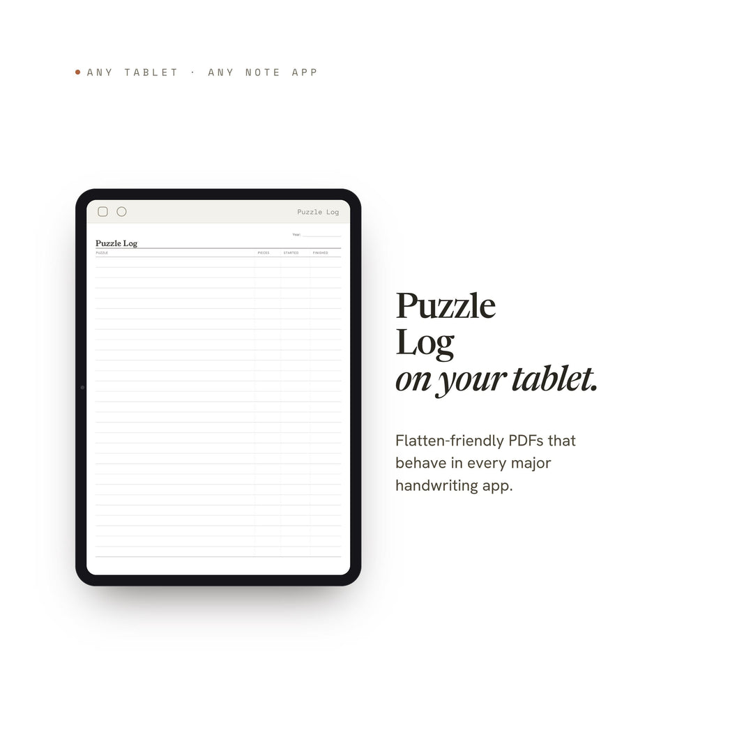 Puzzle Log Planner Insert | Game Tracker | GoodNotes iPad PDF | Digital Download