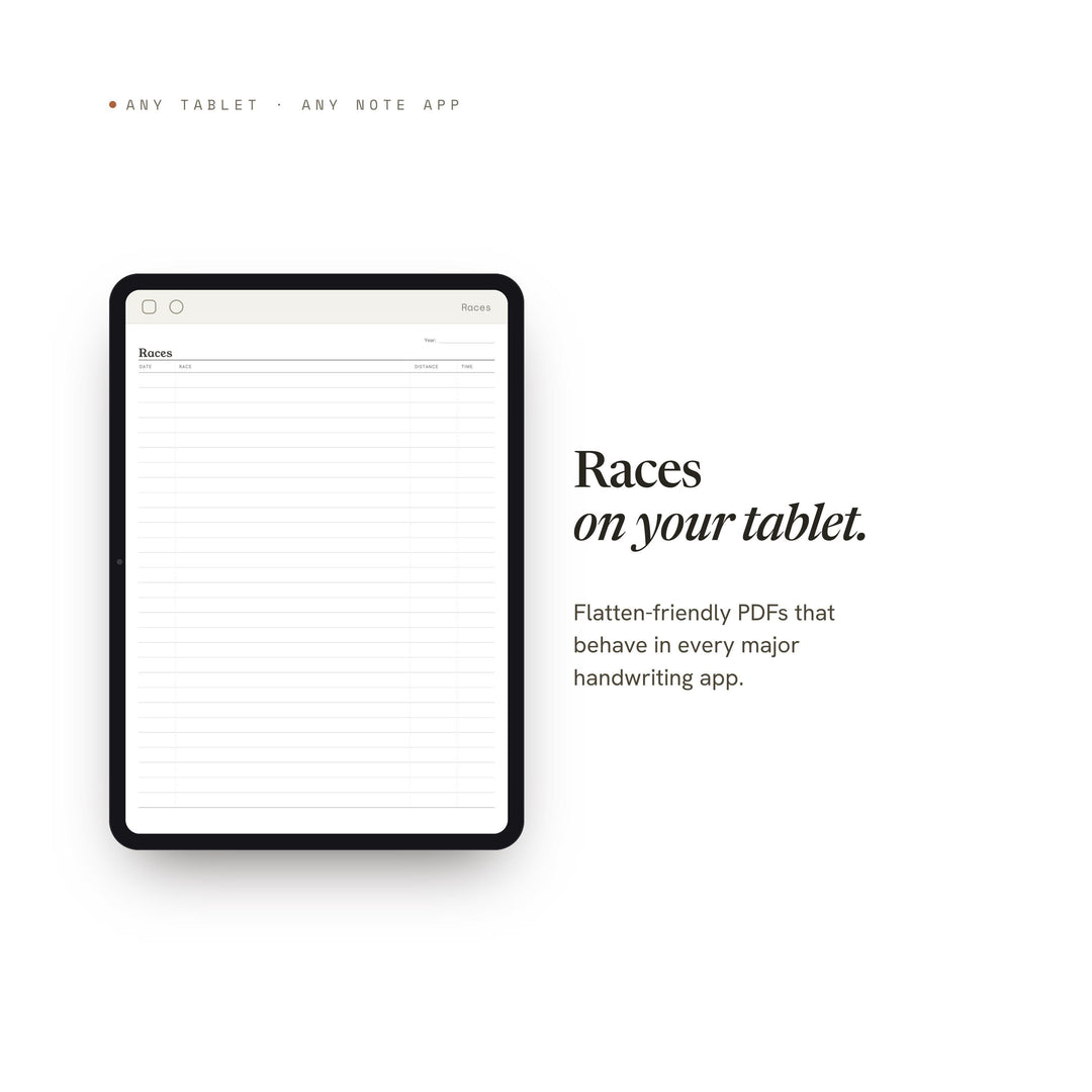 Races Planner Insert | Workout Tracker | GoodNotes iPad PDF | Digital Download