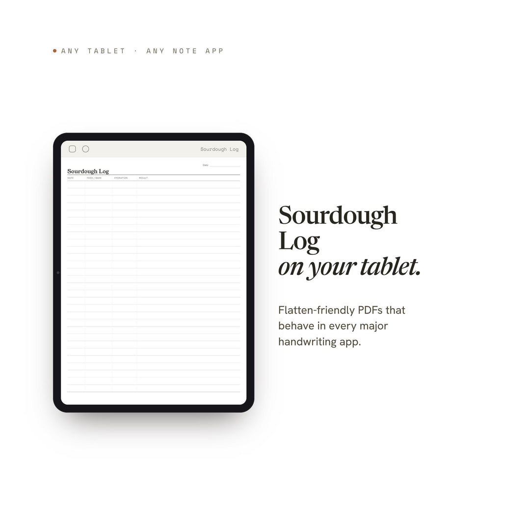 Sourdough Log Planner Insert | Tasting Log | GoodNotes iPad PDF | Digital Download