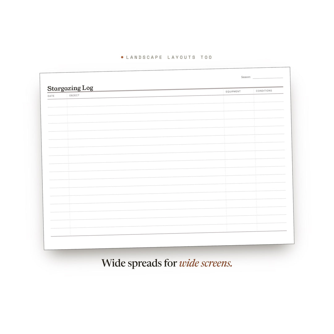 Stargazing Log Planner Insert | Outdoor Log | GoodNotes iPad PDF | Digital Download