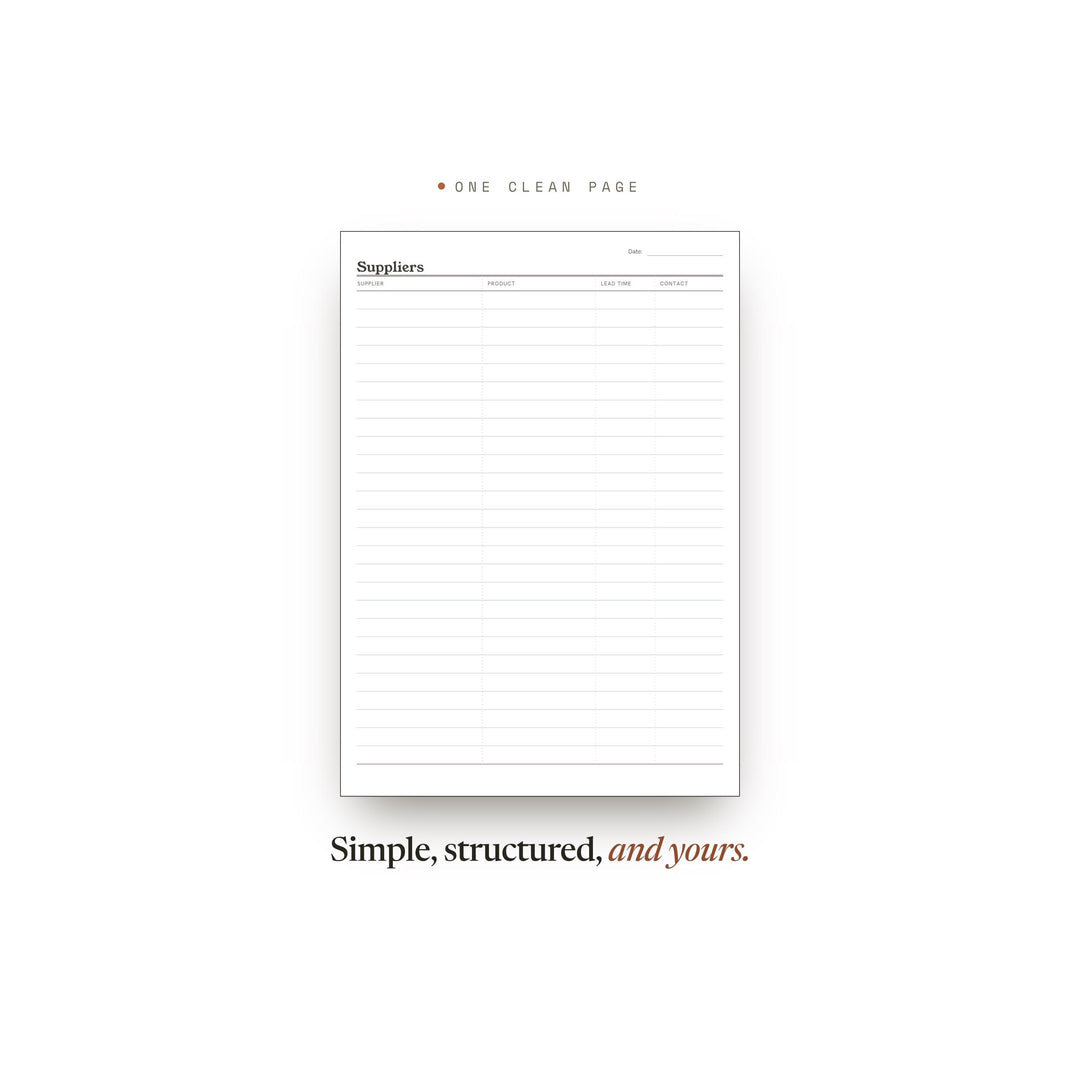 Suppliers Planner Insert | Ecommerce Planner | GoodNotes iPad PDF | Digital Download