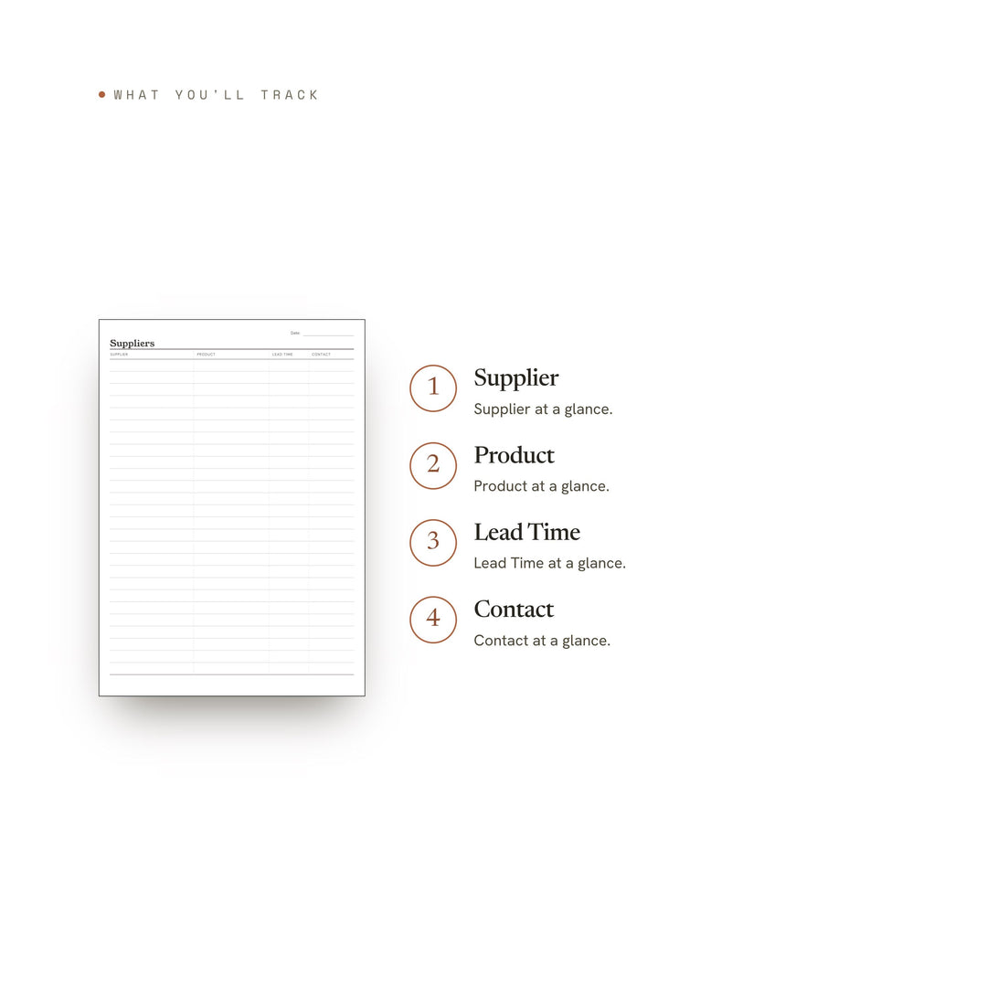 Suppliers Planner Insert | Ecommerce Planner | GoodNotes iPad PDF | Digital Download