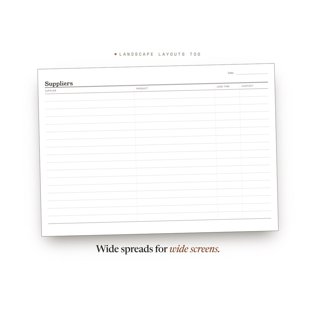 Suppliers Planner Insert | Ecommerce Planner | GoodNotes iPad PDF | Digital Download