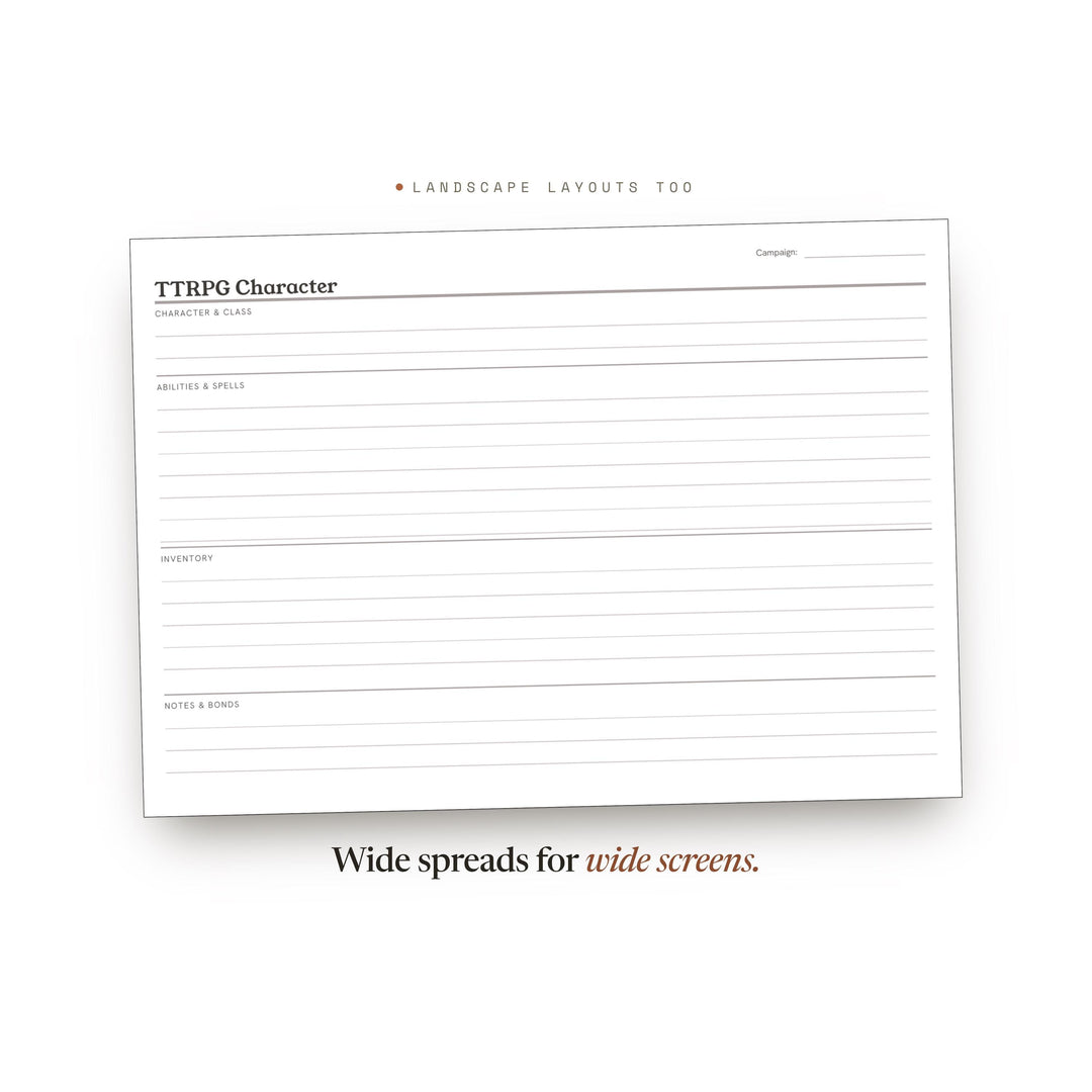 TTRPG Character Planner Insert | Game Tracker | GoodNotes iPad PDF | Digital Download