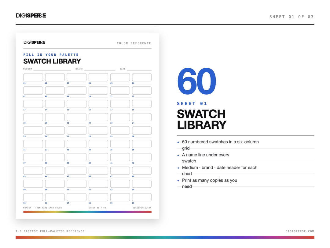 Printable Blank Color Swatch Sheets for Any Medium (Digital Download)