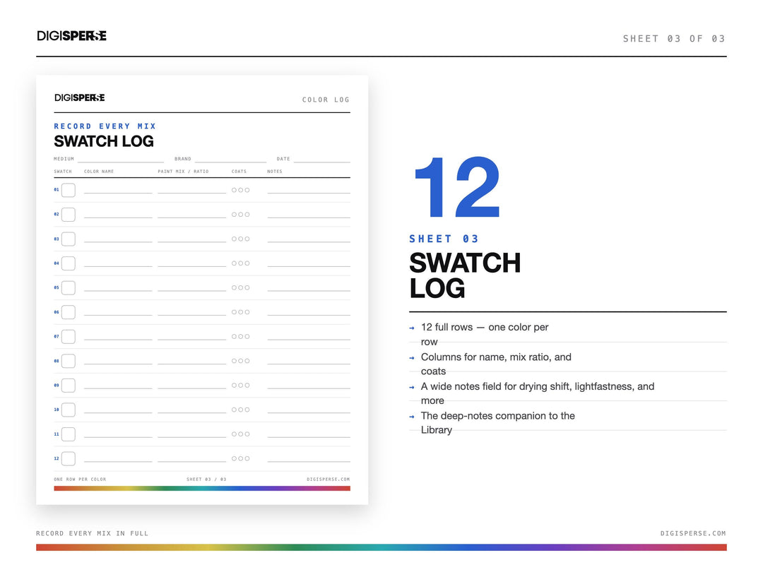 Printable Blank Color Swatch Sheets for Any Medium (Digital Download)