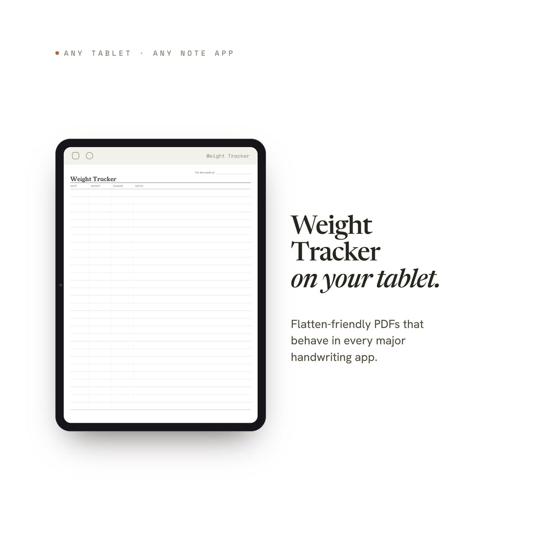 Weight Tracker Planner Insert | Wellness Tracker | GoodNotes iPad PDF | Digital Download