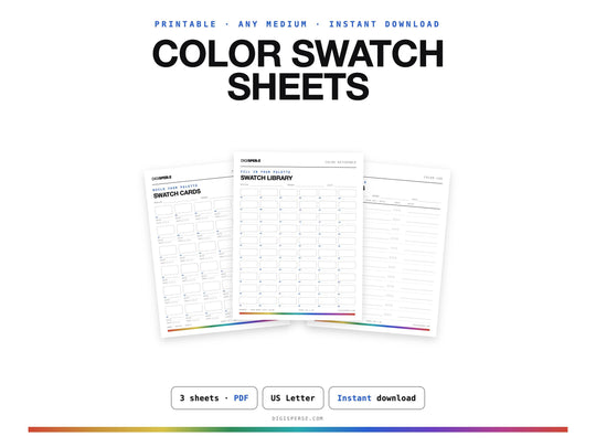 Printable Blank Color Swatch Sheets for Any Medium (Digital Download)