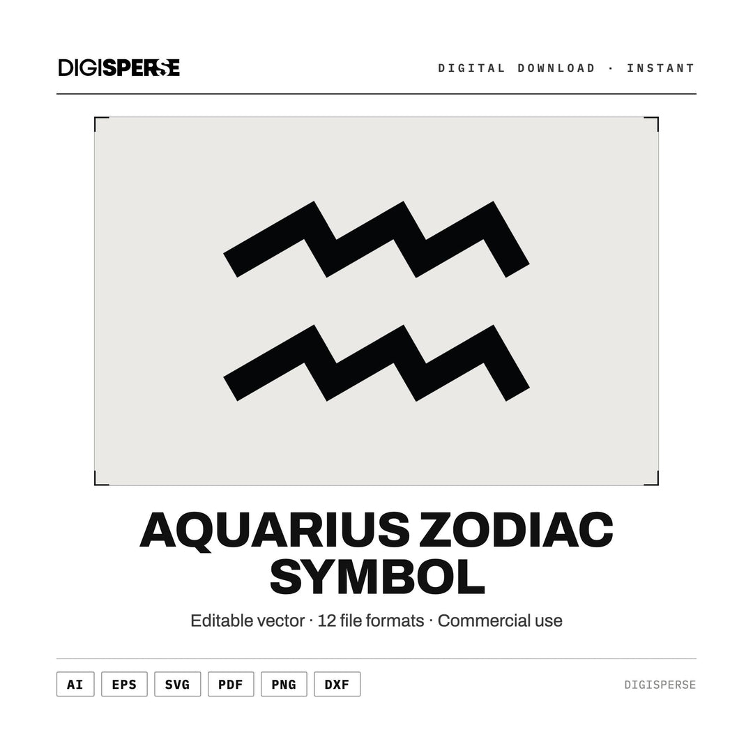 Aquarius SVG PNG | Zodiac Graphic 12 File Formats | Cricut Silhouette Sublimation Digital Download