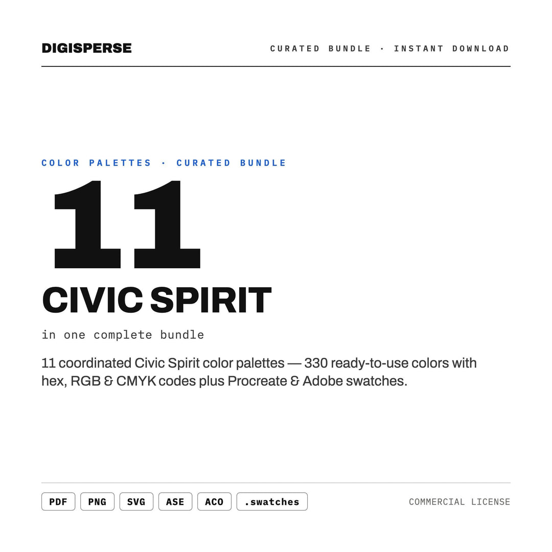 Election Season Color Swatch Kit, 11 Civic Spirit Palettes for Campaign Graphics, Community Event Flyers and Town Pride Projects