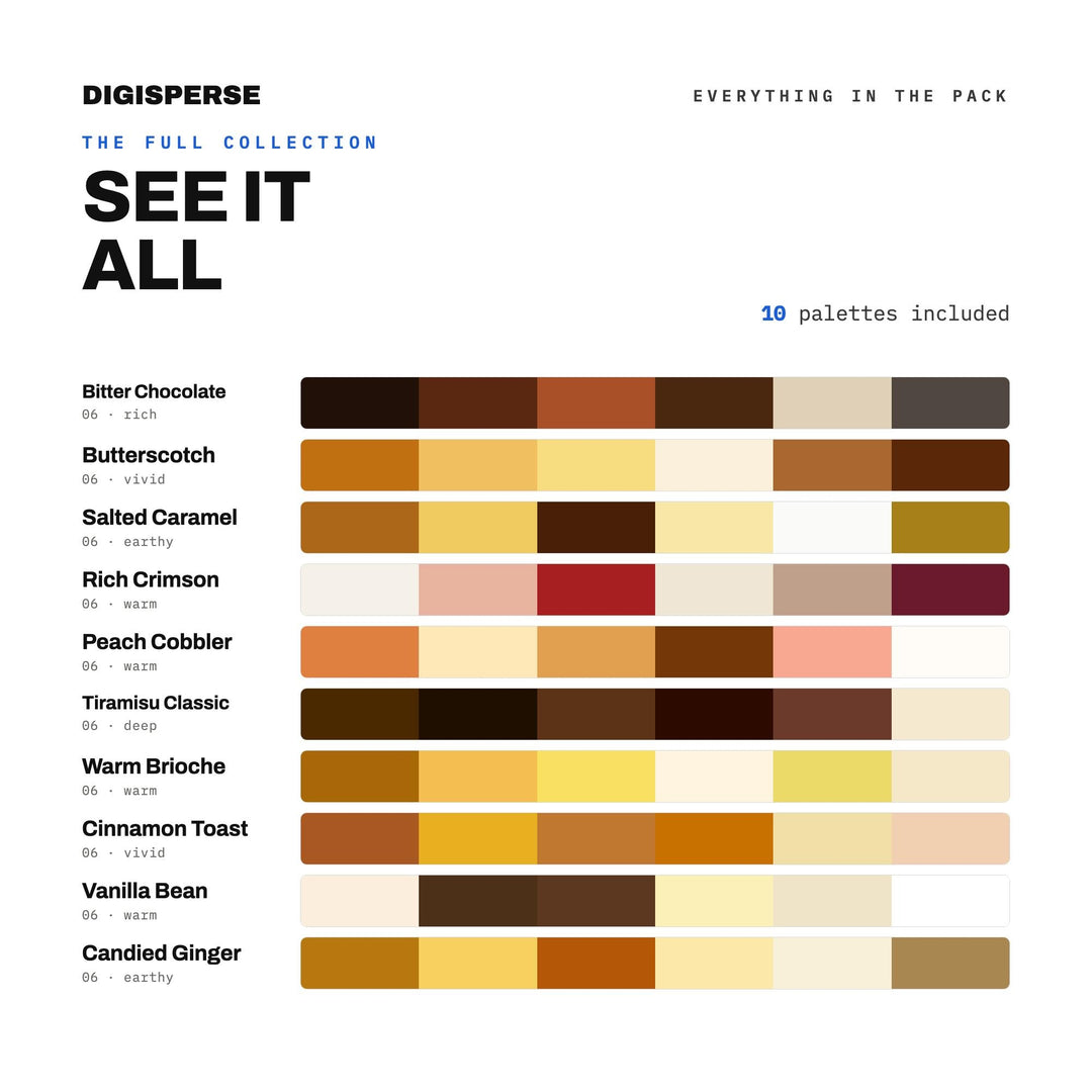 Pastry Shop Color Scheme Set, 10 Bakery Case Palettes for Cafe Menus, Food Blog Styling and Sweet Packaging Design