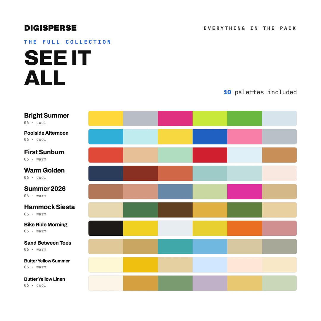 Retro Pool Color Palette Set, 10 Poolside and Boardwalk Schemes for Swimwear Brands, Beach Club Menus and Vacation Rentals