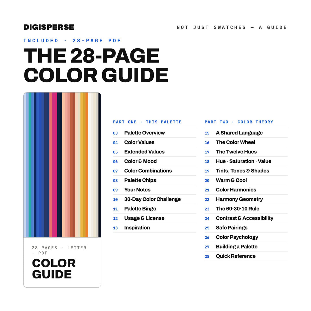 Santorini Dusk Color Palette | 30 Colors | Hex RGB CMYK | Color Guide | Procreate Swatches + ASE | Digital Download