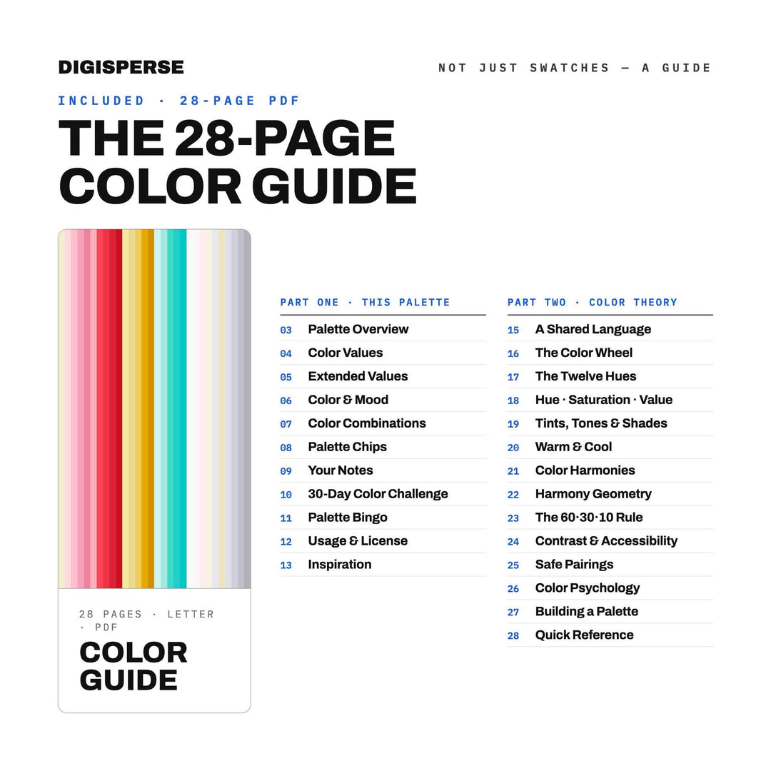 1950s Diner Color Palette | 30 Retro Americana Swatches (Digital Download)