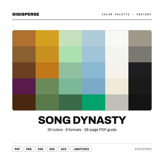 Song Dynasty Color Palette | 30 Colors | Hex RGB CMYK | Color Guide | Procreate Swatches + ASE | Digital Download