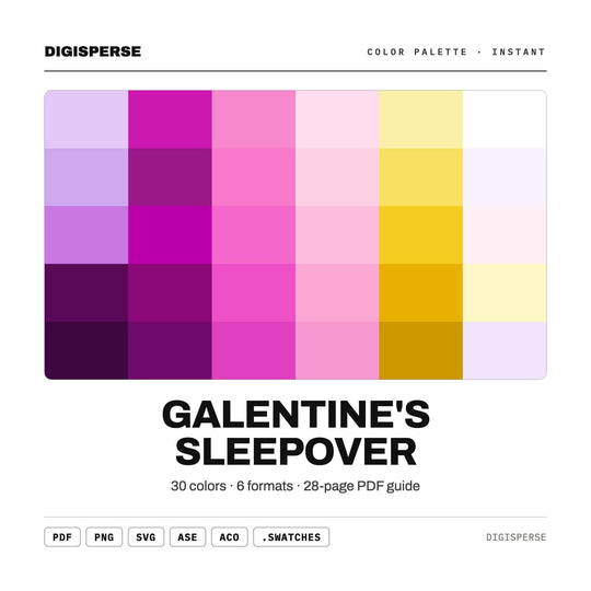 Playful Pink Color Palette for Galentine Party Art and Girls Night Branding, 30 Sleepover Blush Hues, Procreate Swatches