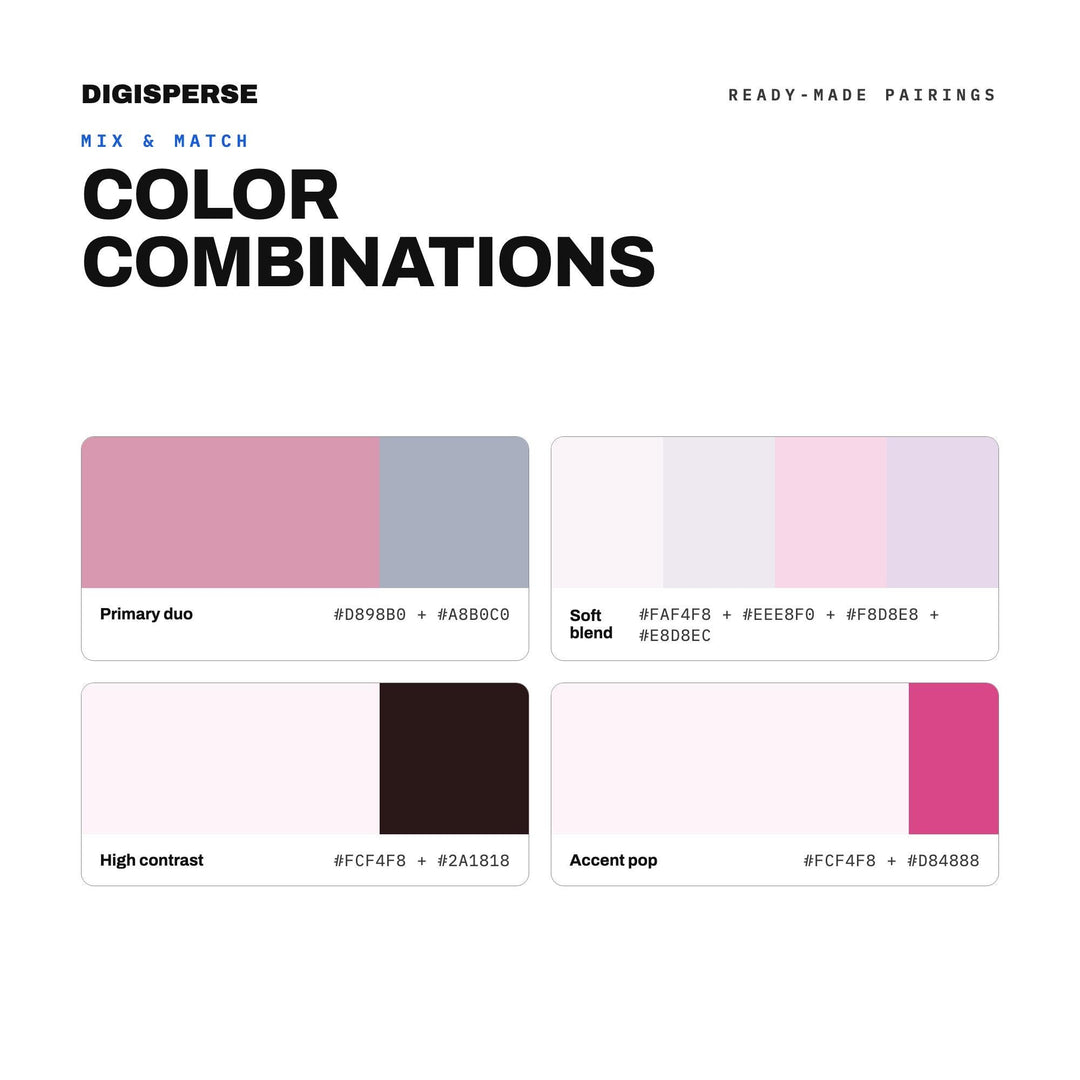 Pink and Grey Color Palette for Spring Floral Art and Moody Wedding Design, 30 Cherry Blossom Storm Hues, Procreate Swatches