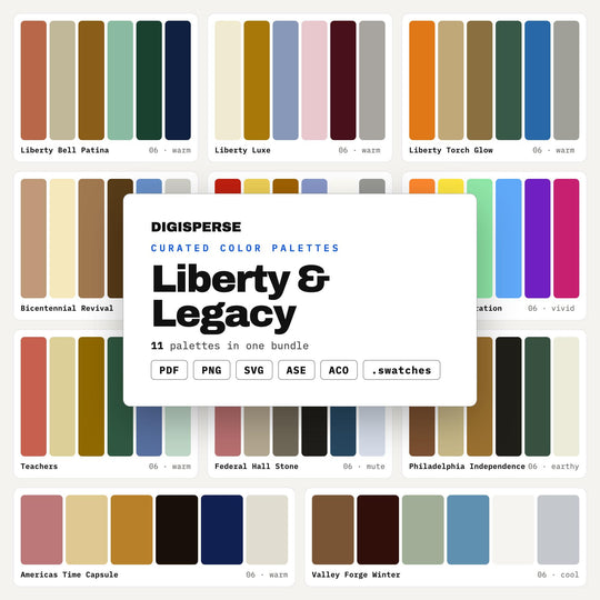 American Heritage Palette Pack, 11 Liberty and Legacy Color Schemes for Civic Design, Veteran Tributes and Election Graphics