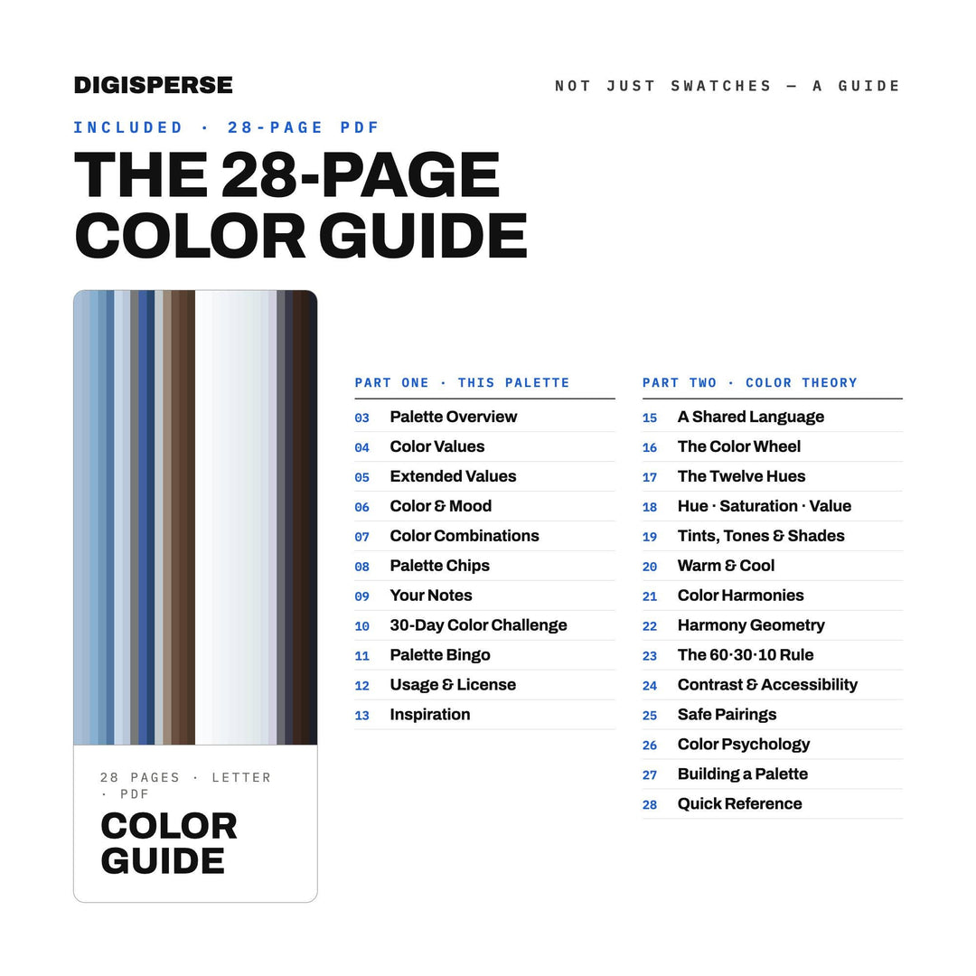 First Snow Color Palette | 30 Colors | Hex RGB CMYK | Color Guide | Procreate Swatches + ASE | Digital Download