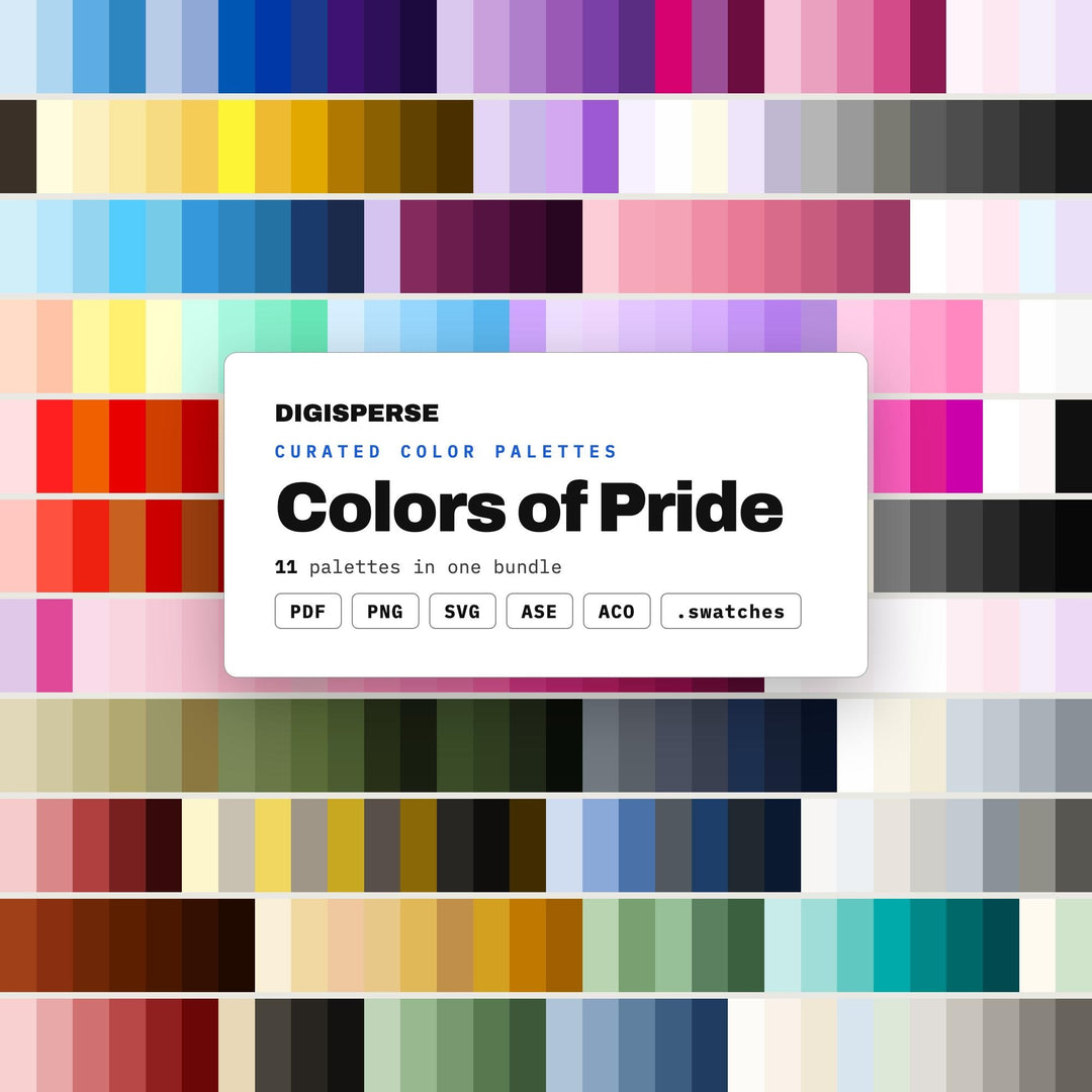 Rainbow Pride Palette Collection, 11 LGBTQ Flag Color Schemes for Pride Month Merch, Parade Posters and Inclusive Brand Design
