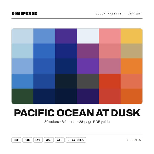 Pacific Ocean Dusk Color Palette | 30 Procreate Swatches, ASE, PDF (Digital Download)