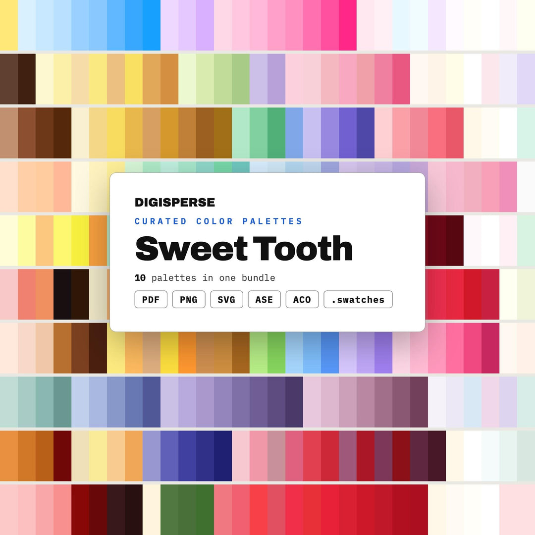 Candy Color Palette Pack, 10 Sweet Tooth Dessert Schemes for Bakery Logos, Candy Shop Branding and Birthday Treat Design