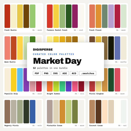 Farmers Market Color Mega Bundle, 12 Market Day Palettes for Produce Stand Signs, Local Shop Branding and Community Flyers