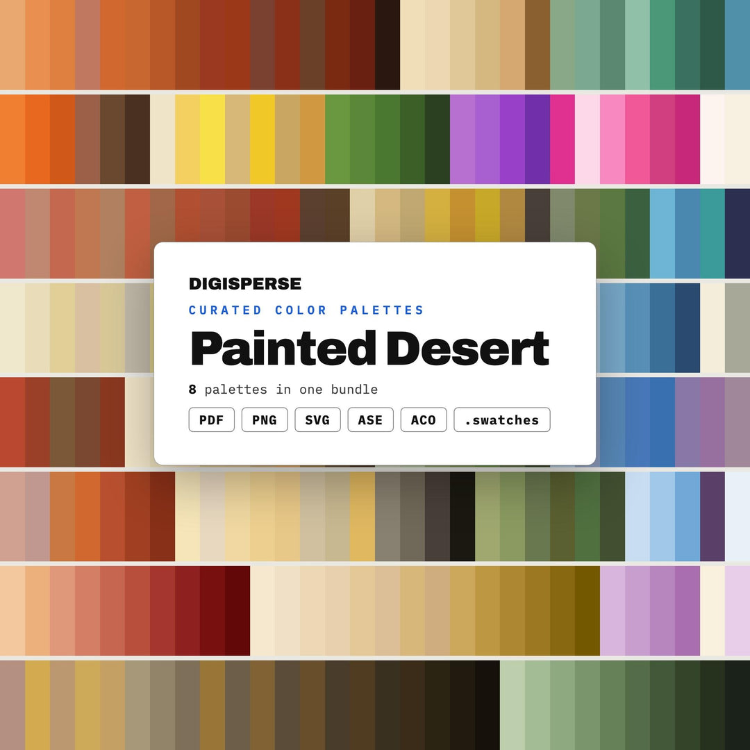 Southwest Color Scheme Set, 8 Painted Desert Palettes for Santa Fe Style Decor, Cactus Art Prints and Boho Ranch Branding