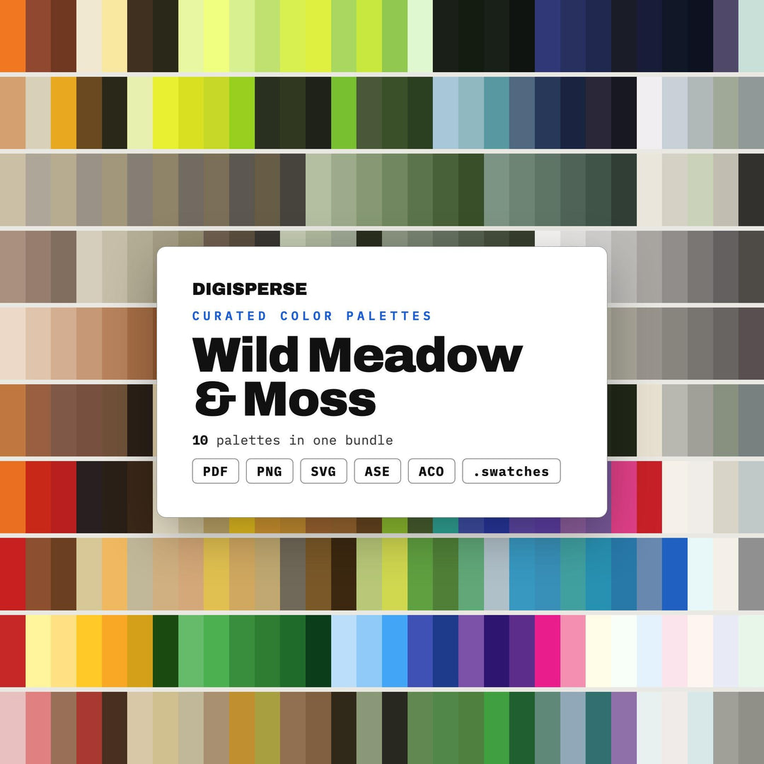Wildflower Color Scheme Bundle, 10 Meadow and Moss Palettes for Botanical Art, Eco Brand Design and Woodland Wedding Decor