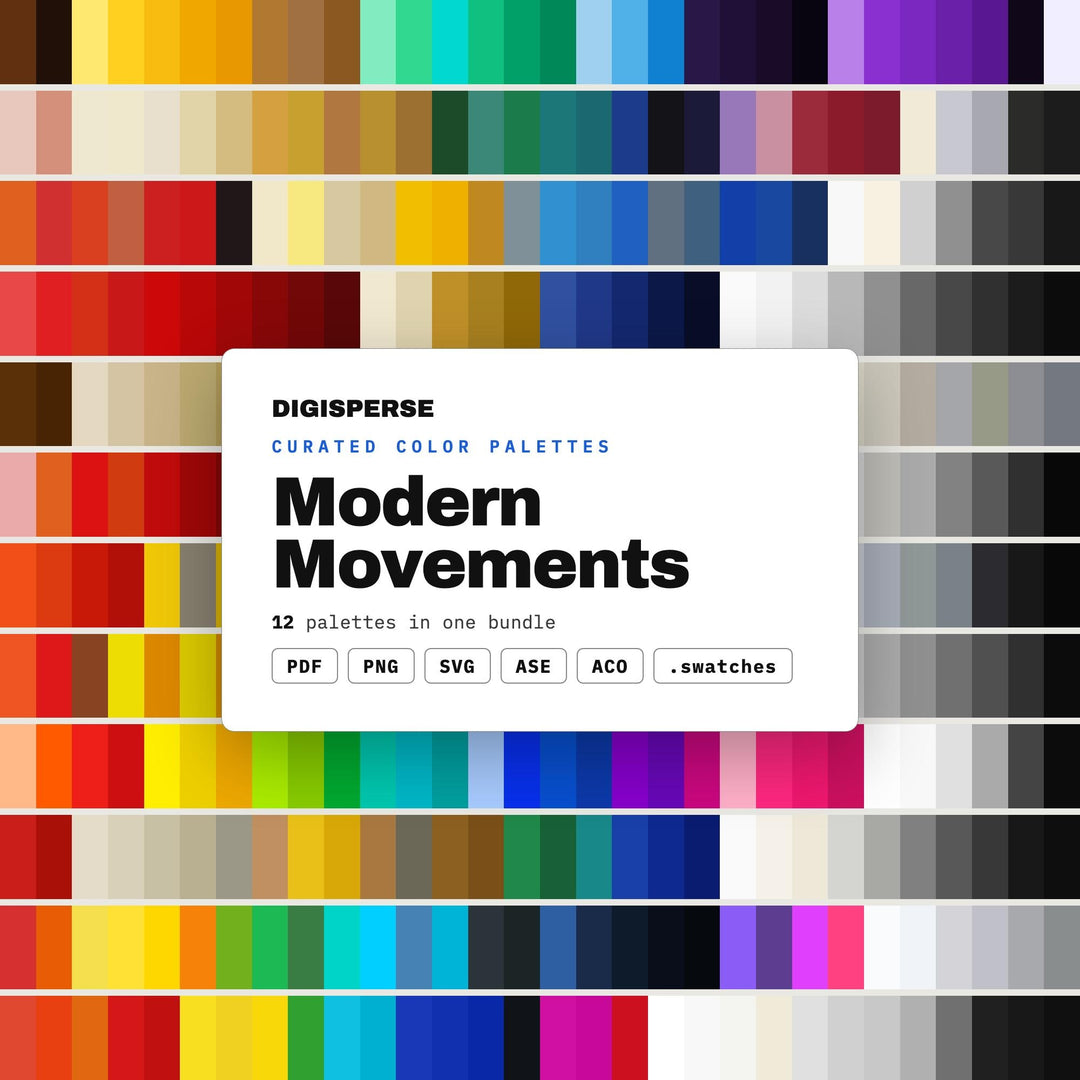 Modern Art Color Mega Bundle, 12 Movement Inspired Palettes for Gallery Branding, Studio Decor and Contemporary Design