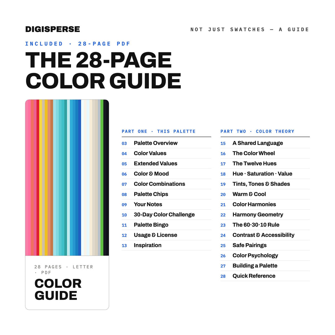 Poolside Afternoon Color Palette | 30 Colors | Hex RGB CMYK | Procreate Swatches + ASE | Digital Download