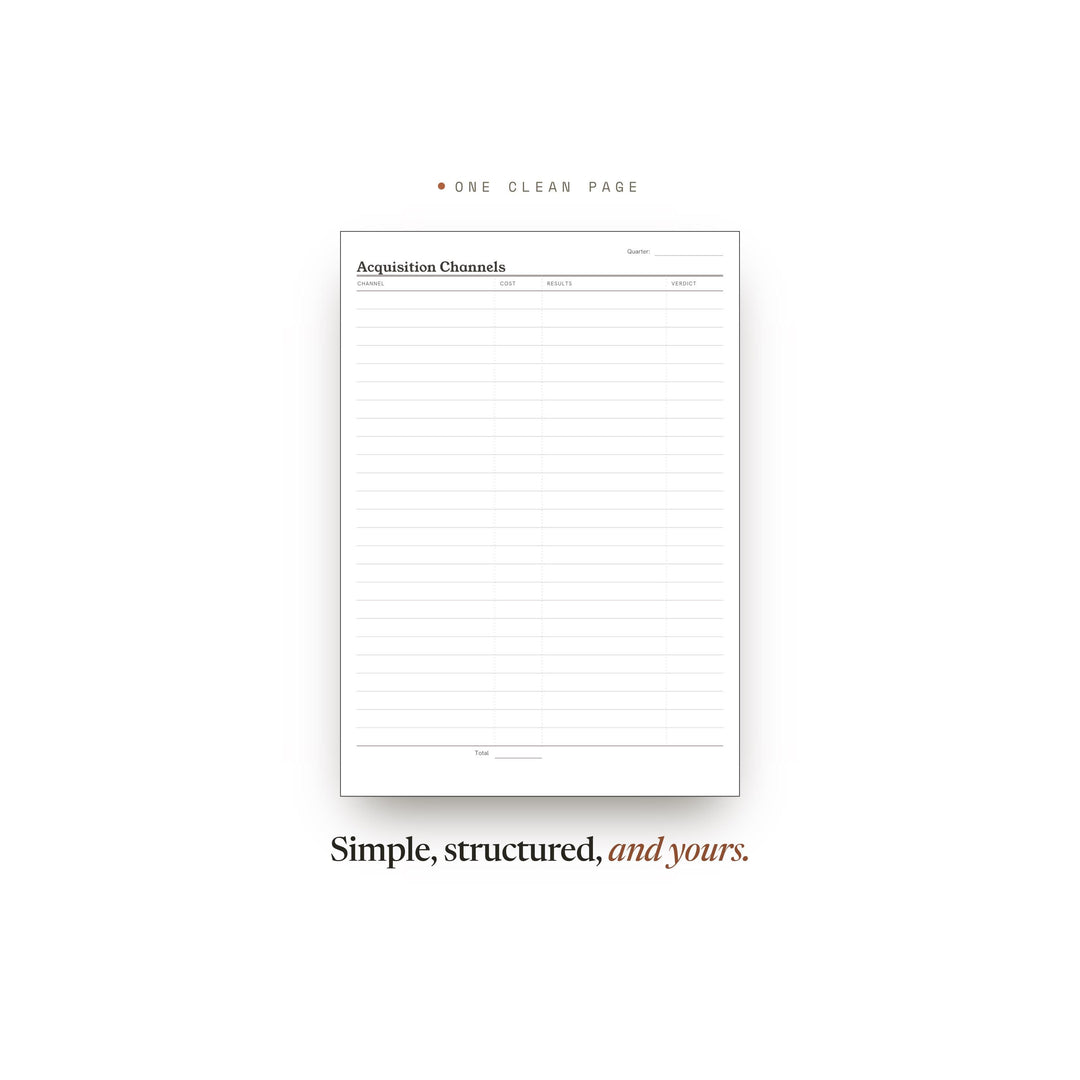 Acquisition Channels printable planner insert — preview image 2 of 20