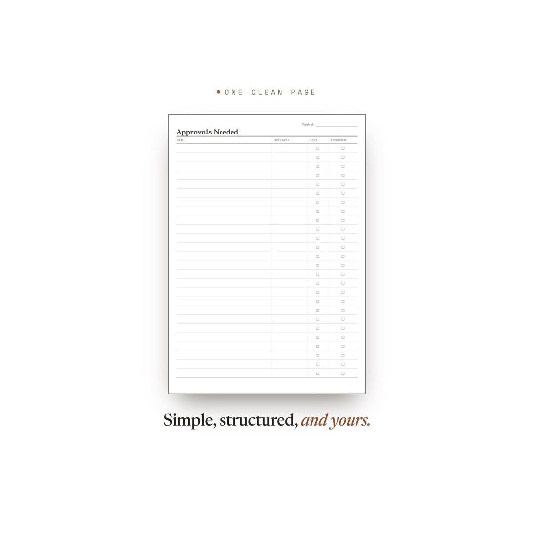 Approvals Needed printable planner insert — preview image 2 of 20