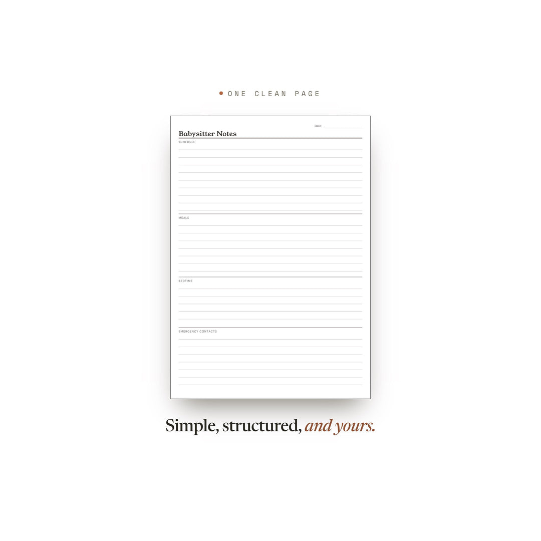 Babysitter Notes Planner Insert | Home Planner | GoodNotes iPad PDF | Digital Download