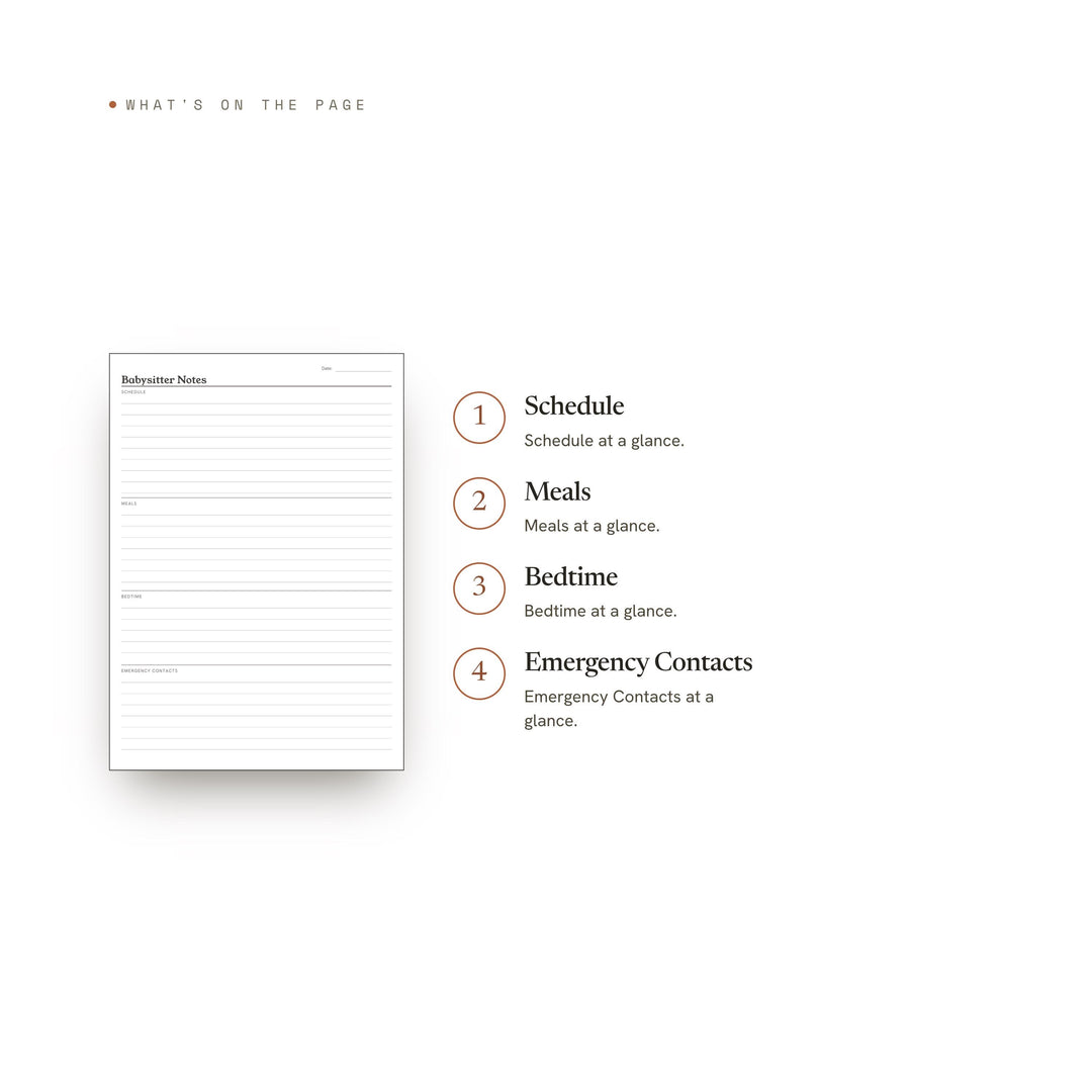 Babysitter Notes Planner Insert | Home Planner | GoodNotes iPad PDF | Digital Download