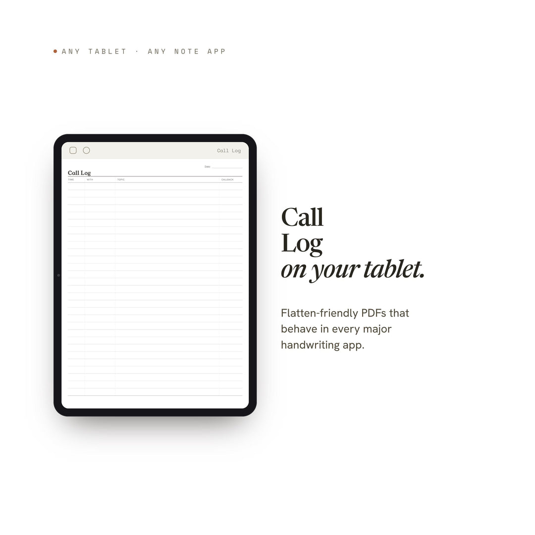 Call Log Planner Insert | Contact Log | GoodNotes iPad PDF | Digital Download