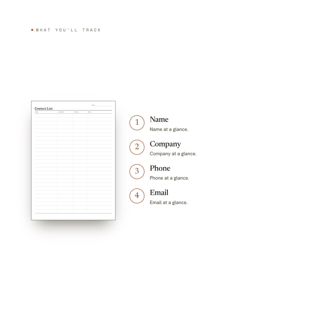 Contact List Planner Insert | Contact Log | GoodNotes iPad PDF | Digital Download