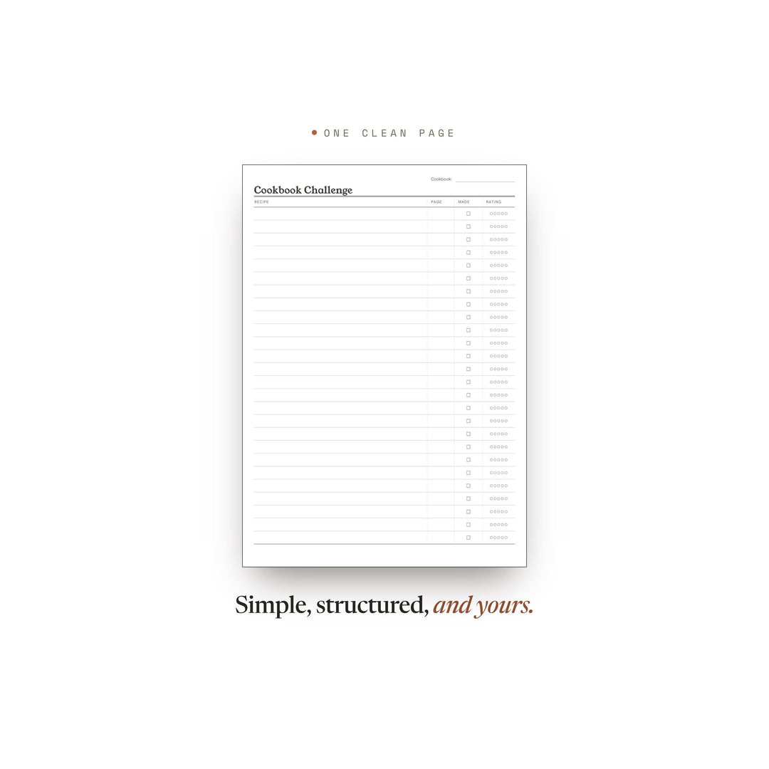 Cookbook Challenge printable planner insert — preview image 2 of 20