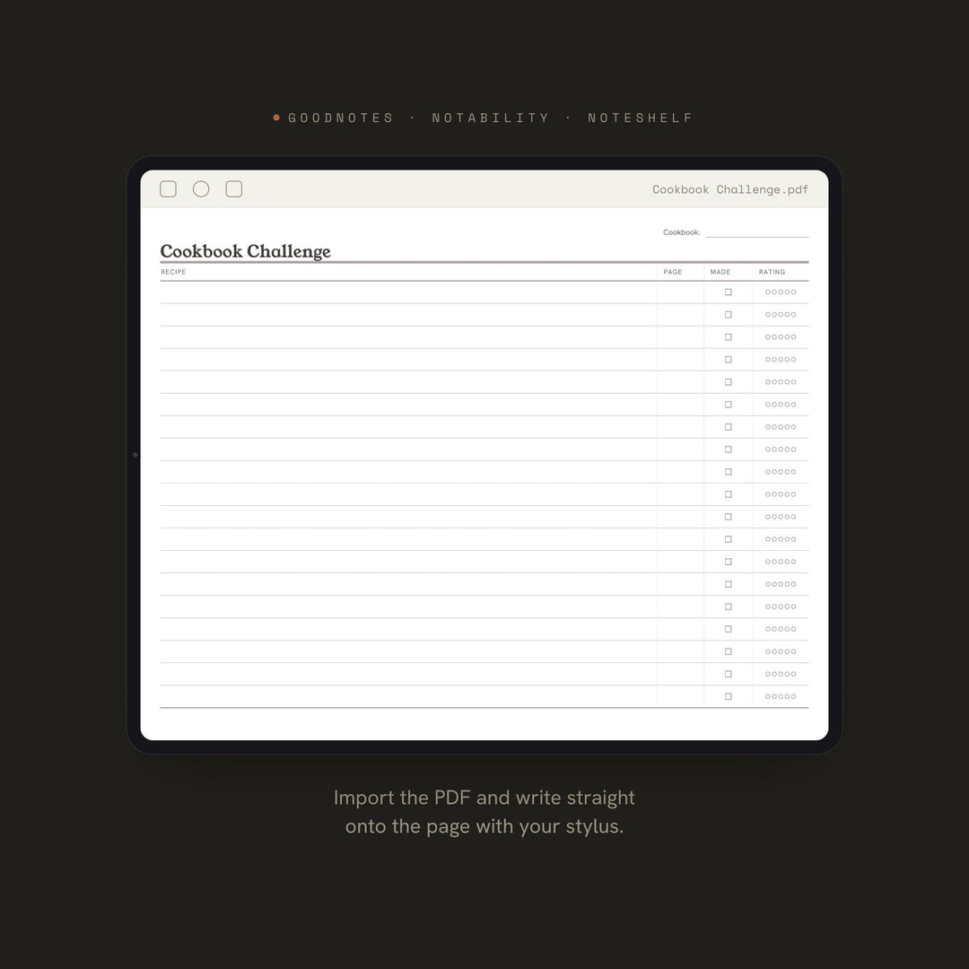 Cookbook Challenge printable planner insert — preview image 5 of 20