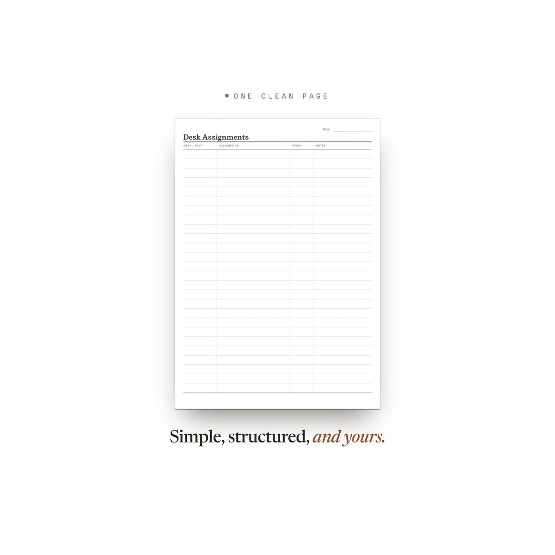 Desk Assignments printable planner insert — preview image 2 of 20