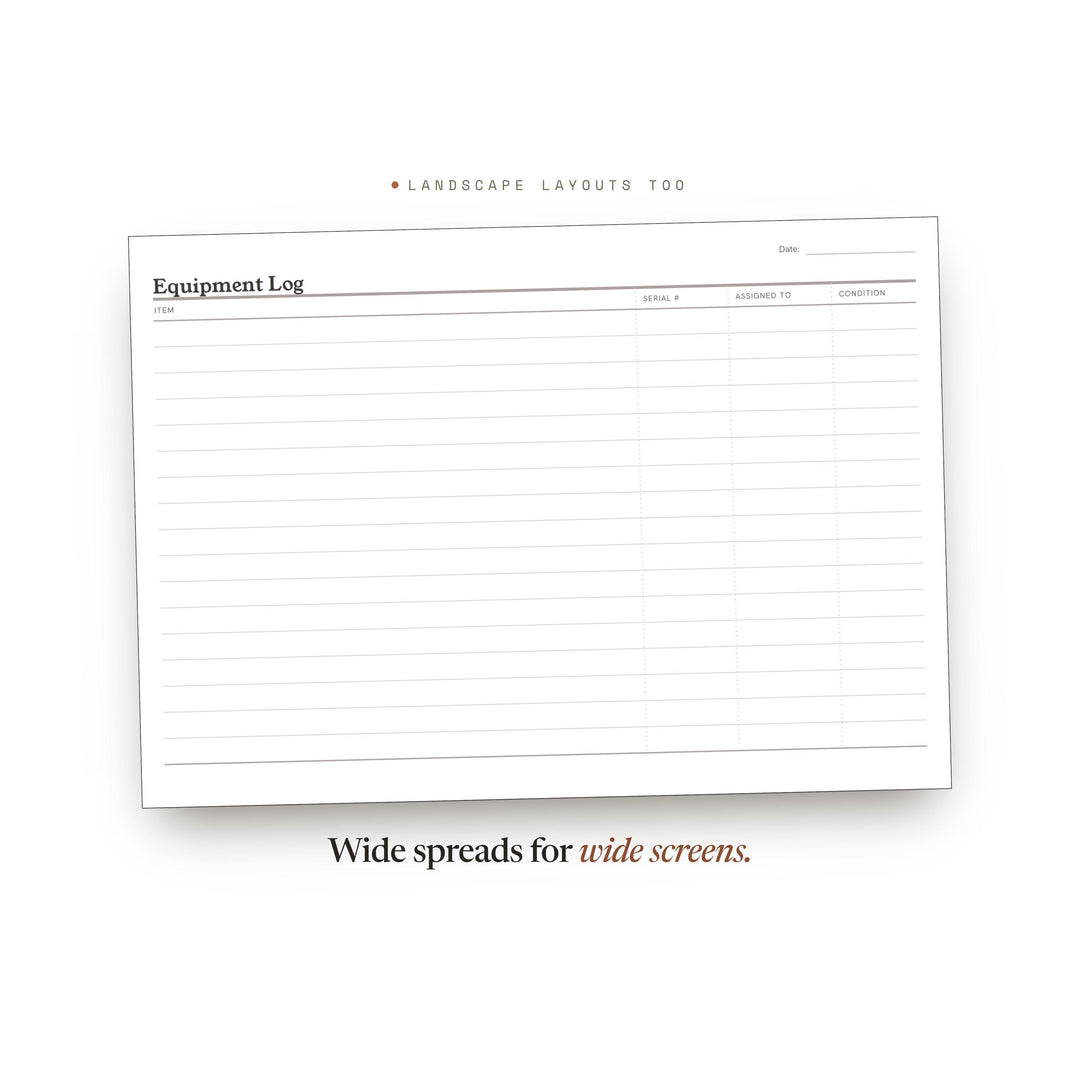 Equipment Log Planner Insert | Expense Tracker | GoodNotes iPad PDF | Digital Download