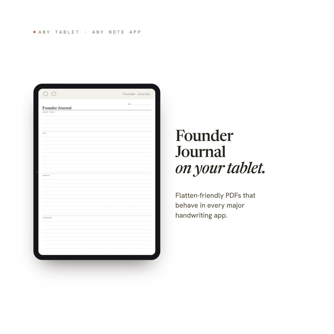 Founder Journal Planner Insert | Daily Focus Planner, GoodNotes Ready (Digital Download)