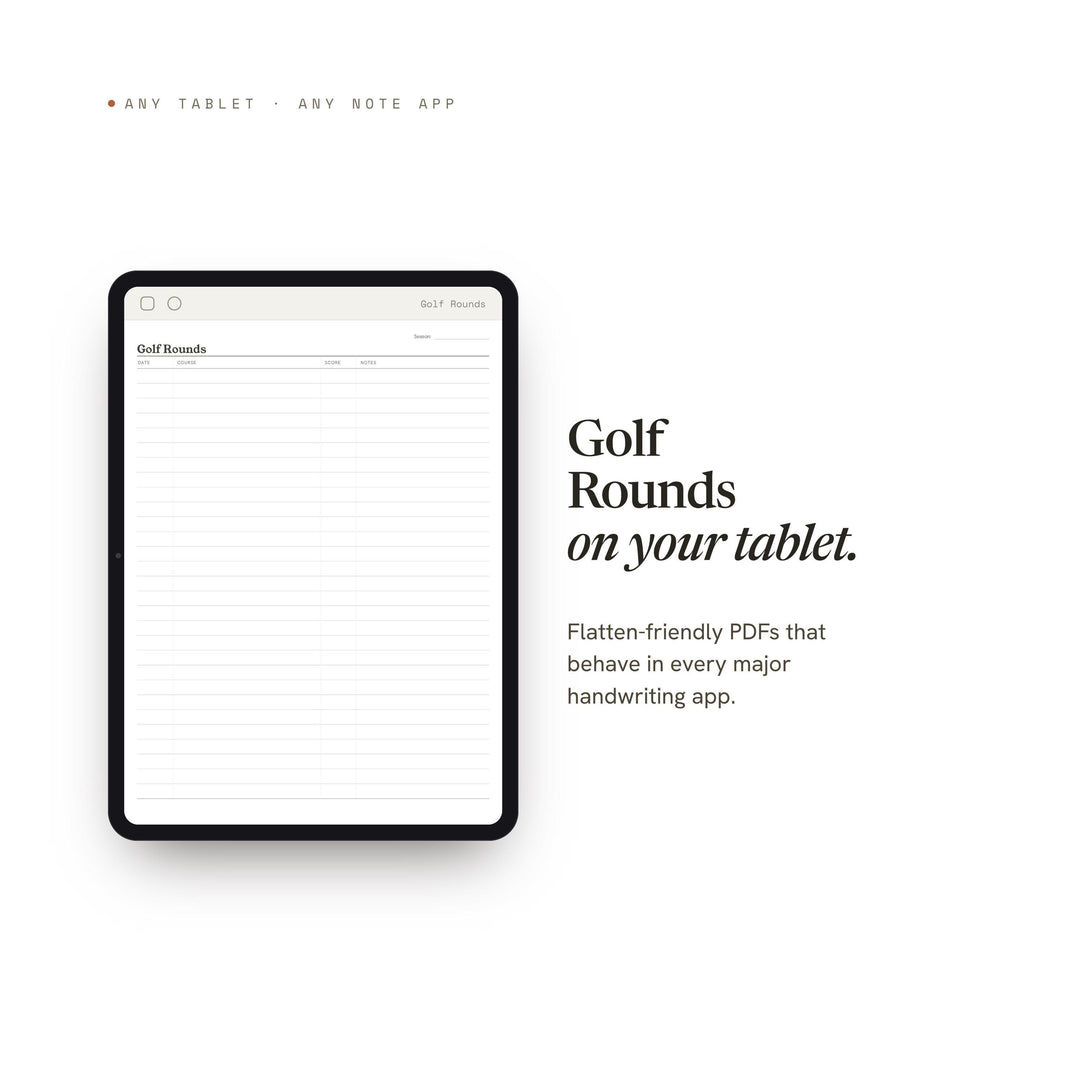 Golf Rounds Planner Insert | Workout Tracker | GoodNotes iPad PDF | Digital Download
